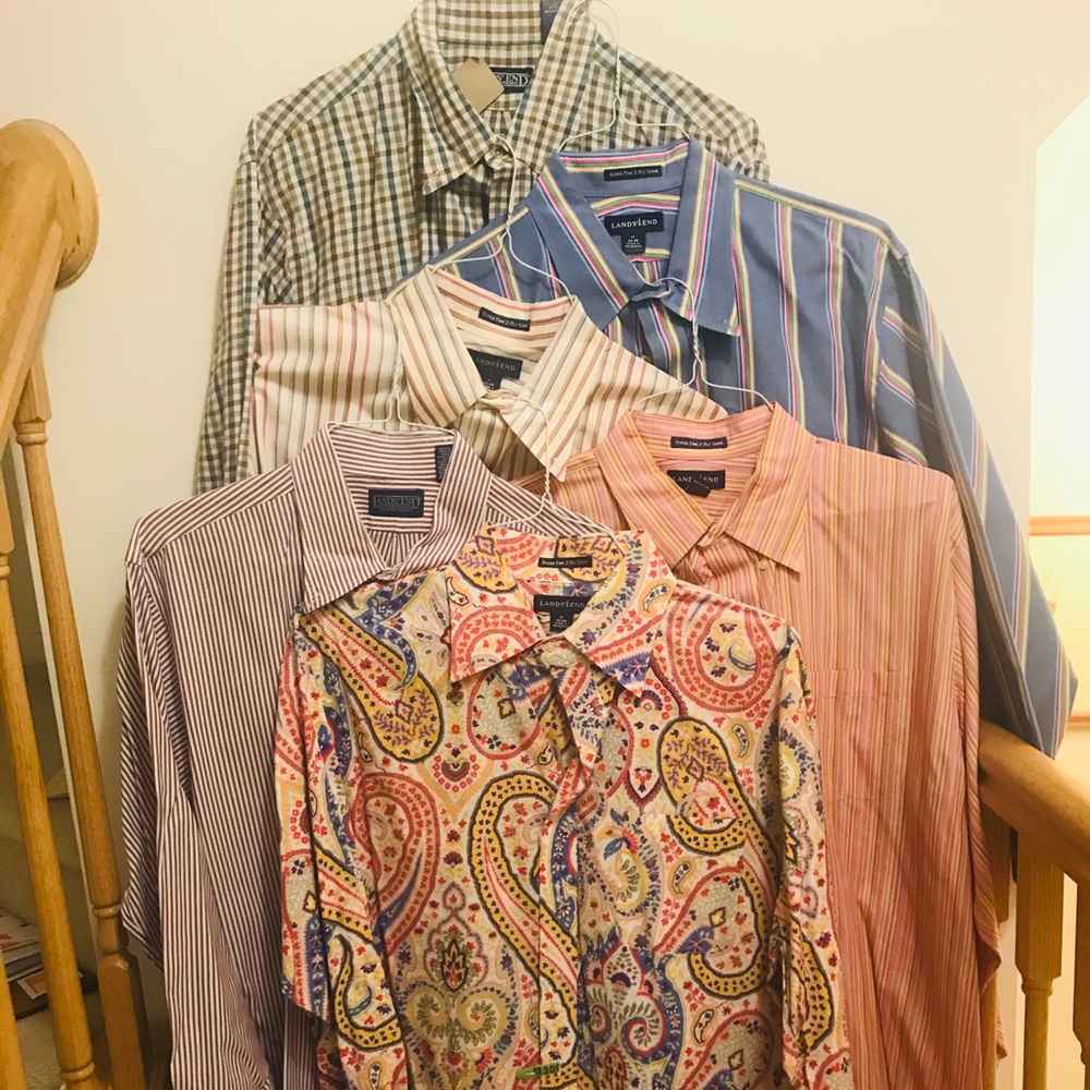 6 Lands End cotton shirts. Button downs.